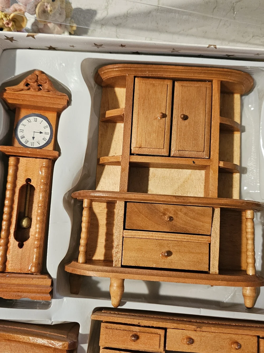 Handcrafted Miniature Wooden Furniture Set in Light Brown